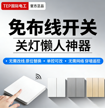 International Electrician Wireless Remote Control Master-Slave Switch Single Control to Dual Control No Wiring Required 86-Type Home Lazy Light Off Artifact