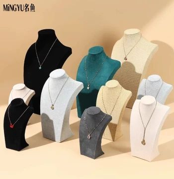 Mingyu Velvet Necklace Display Stand, Mannequin Neck Jewelry Holder for Counter Display and Props