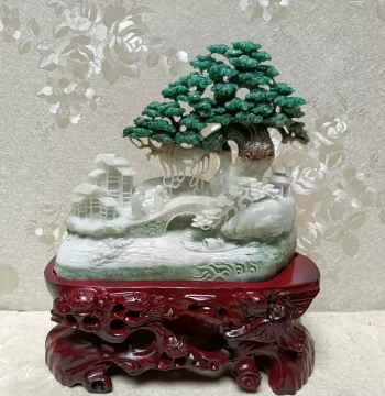 100% Natural Nanyang Dushan Jade Carved Ornament TV Background Landscape Jade Mountain Support Entryway Housewarming Birthday Gift