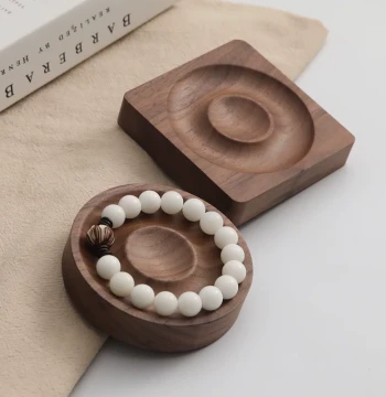 Solid Wood Beaded Bracelet Display Stand Cultural Play Bangle Storage Bracelet Jewelry Tray Ornament Photography Prop Design Tray