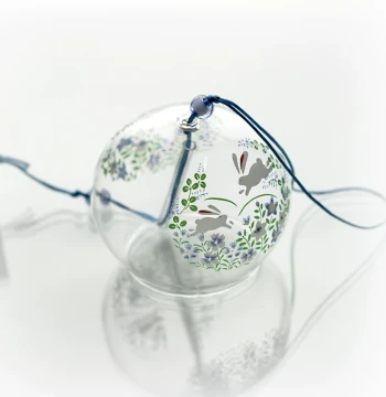 Yiduoyu Japanese-Style Gift Edo Style Cherry Blossom Glass Wind Chime, Hanging Ornament for Door, Car, Multiple Feather Styles Available