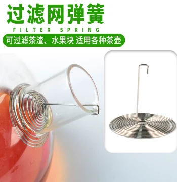 Teapot Spout Filter Mesh with Spring, Glass Health Kettle Built-In Tea Leaf Strainer, Stainless Steel Filter Accessory