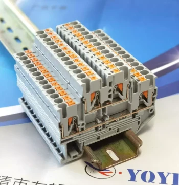 PTTB2.5 Double-Layer Spring Combination Terminal Block Tool-Free PT2.5 Two-Tier DIN Rail Push-In Terminal Strip
