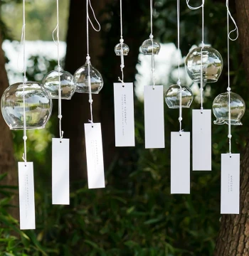 Custom Transparent Glass Wind Chime White Cardstock White Thread White Beads Scenic Area Gift for Friends Classmates Wedding Decoration