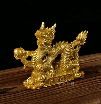 Gilded Wealth-Attracting Ornament, Five-Claw Golden Dragon for Bosses, Living Room & Office Decor, Zodiac Feng Shui Mascot