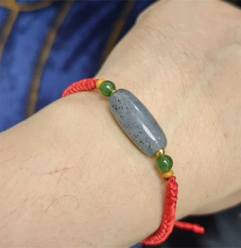 [Hetian Spring Festival Bonus] Xinjiang Hetian Blue-and-White Seed Jade Bead Bracelet - Little Stone Hetian Jade