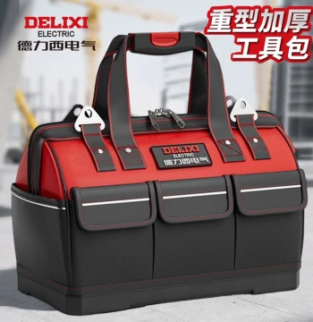 DELIXI ELECTRIC Electrician Tool Bag, Sturdy and Durable Multi-Function Storage Pouch, Portable Thickened Wear-Resistant Canvas Bag
