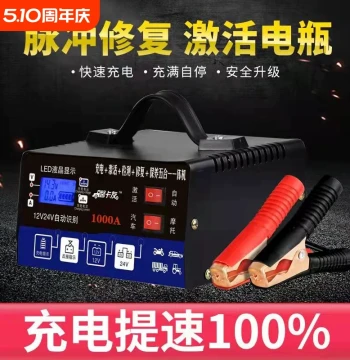 German Car Battery Charger 12V/24V, Smart Pulse Repair for Motorcycle Batteries, High-Power Automatic Charger