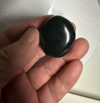 33g Xinjiang Hetian Jade Tower Green Black Mutton Fat Pure Black Jade Seed Material Rough Stone Pendant, Black Gem Grade Authentic Jade Collectible