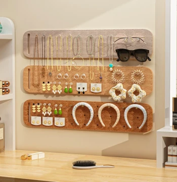 Wall-Mounted Felt Board Jewelry Display Rack, Wall Decor for Earrings and Necklaces, Storage Hanger Organizer