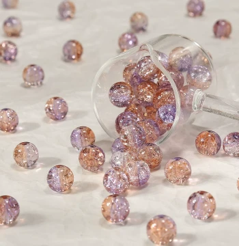 50-Pack 10mm Ice-Crackle Beads DIY Handmade Beaded Necklace Material Kit Loose Beads Bracelet Jewelry Accessories