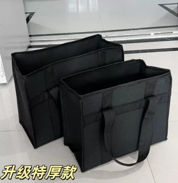 Authentic Heavy-Duty Canvas Tool Bag with Handle, Black Thickened Wear-Resistant Large-Capacity Handbag for Electricians