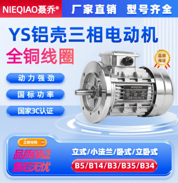 YS Aluminum Housing Motor 380V Pure Copper 0.37/0.55/0.75/1.1/1.5/2.2KW Three-Phase Asynchronous Motor