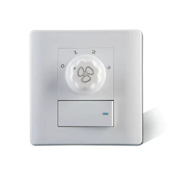 Wall-Mounted Fan Speed Control Switch with Socket Panel and Light, Single-Pole Single-Throw for Ceiling Fans