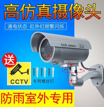 Hot Sale Fake Surveillance Camera, Silver Dummy Camera with Flashing Light, IP-Level Waterproof and Dustproof