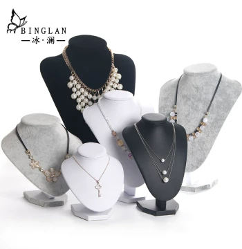 Binglan Portrait Necklace Display Stand, Pendant Neck Form Jewelry Rack, Mannequin Bust for Hanging Jewelry