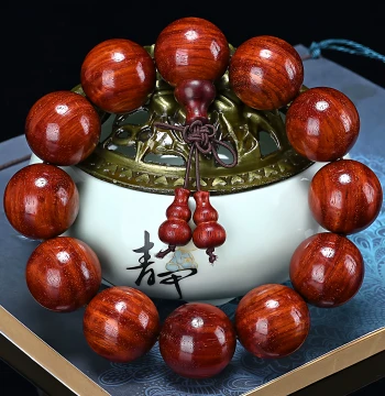 Zambian Blood Sandalwood 20mm Prayer Beads Bracelet, Premium Same-Material Straight Grain High Oil Density, Comparable to Fragrant Small-Leaf Red Sandalwood