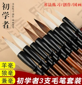 Weizhuang Calligraphy Brush Set for Beginners: Wolf Hair and Mixed Hair Brushes for Adults, Suitable for Seal, Clerical, and Running Scripts in Various Sizes