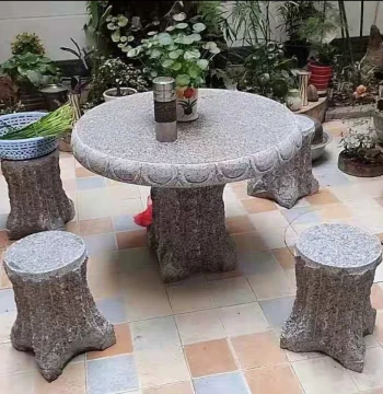 Stone Table and Stool Set, Granite and Marble Carved Outdoor Garden Patio Balcony Tea Station, New Arrival Decor