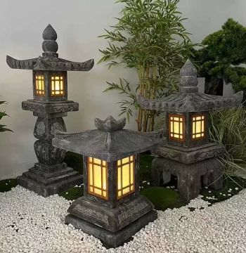 Japanese Style Stone Lantern for Courtyards, Vintage Bluestone Lawn Light, Outdoor Garden Stone Beacon, Chinese Stone Carving Ornament