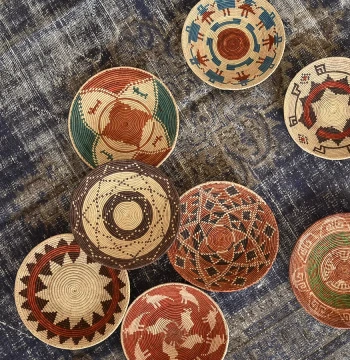 Bohemian Nordic Style Hand-Woven Storage Tray Ethnic Handicraft Modern Wall Hanging Decorative Plate