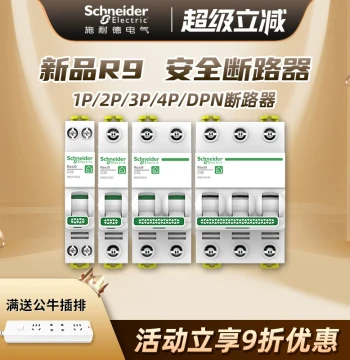 Schneider Air Circuit Breaker 2P Safety R9 Circuit Breaker 1P Air Switch Main Switch 63A Without Leakage Protector