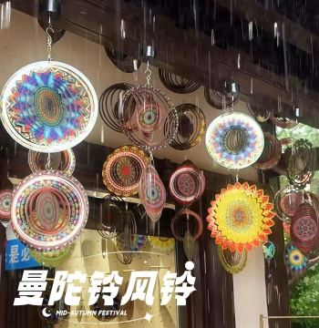[Same Style as Jiangxi Gexian Village] Mandala Wind Chime 3D Mysterious Eye Foldable Rotating Nordic Garden Ornament