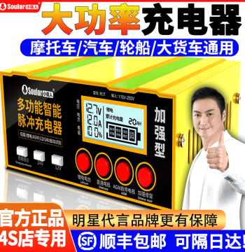Soulor Car Battery Charger 12V/24V Smart Pulse Repair High-Power Motorcycle Battery Charging Machine