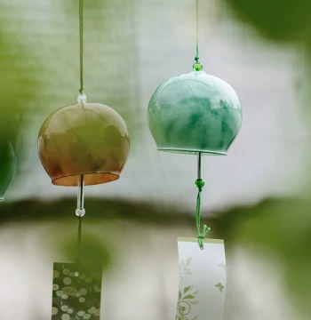 Summer Wind Chime Japanese Style Hand-Painted Glass Wind Chime Ornament, Creative Home Decor, Birthday Gift for Classmates