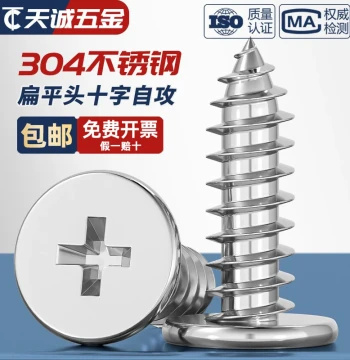 304 Stainless Steel CA Flat Head Self-Tapping Screws Large Thin Head Flat Head Pointed Tail Cross Wood MM2 M3 M4 M5 M6