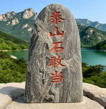 Authentic Taishan Stone 'Shi Gandang', Bluestone for Home Protection and Corner Filling, Natural Raw Stone for Courtyard Backing, Indoor Chinese Style Ornament