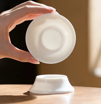 All-Ceramic Integrated Tea Strainer, Dehua White Porcelain Mutton Jade Fine-Hole Ceramic Tea Filter Mesh, Tea Separator, Tea Ceremony Accessories