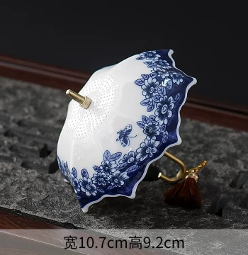 Creative Blue and White Porcelain Umbrella Tea Strainer Tea Filter Ceramic Tea Leaf Filter Net Tea Ceremony Accessory Tea Table Decoration Ornament
