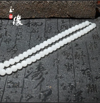 Xinjiang Hetian Jade Round Bead Necklace Bracelet White Jade Mountain Material 10mm Unisex New Pendant with Certificate