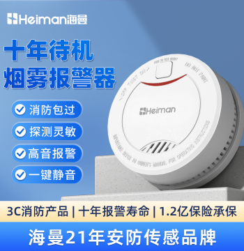 Heiman Smoke Alarm, Household Independent Smoke Detector for Kitchen Fire Safety, Dedicated Fire Smoke Rod and Fire Detector Alarm