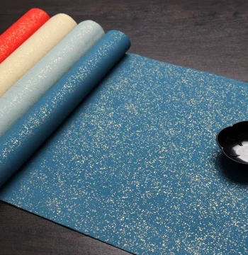 Gold-Flecked Colored Xuan Paper, Wax-Resist Dyed Pastel Xuan Paper, Gilded 4ft & 6ft Half-Sheet Wan Nian Hong Antique-Style Semi-Sized Calligraphy Paper for Artworks, Small Regular Script, and National Exhibition Submissions