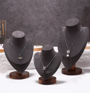 Exquisite Walnut Necklace Display Stand, Mannequin Neck Form for Jewelry Store Window Displays, Props for Showing Jewelry and Gems