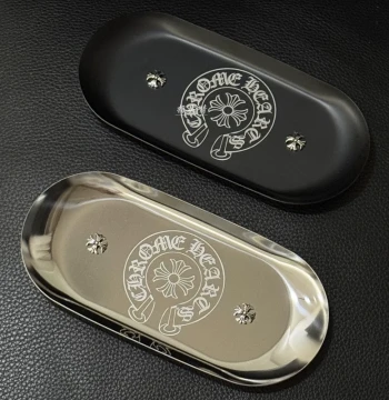Stainless Steel Hand-Rolled Cigarette Tray, Tinplate Oval Metal Jewelry Storage & Decorative Living Room Organizer
