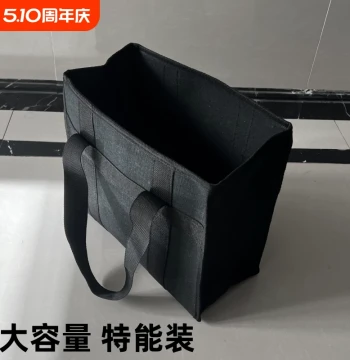 Premium Extra-Thick Black Canvas Reinforced Wear-Resistant Handbag, Large Capacity Tool Bag for Electricians and Portable Repair