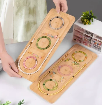 DIY Beading Design Tray for Bracelets and Necklaces, Portable Solid Wood Jewelry Making Tool