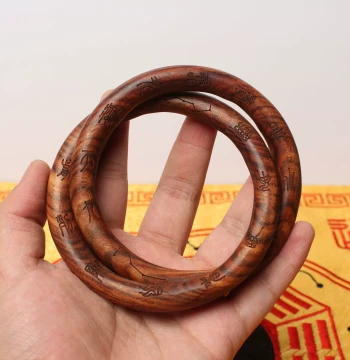 Lightning-Struck Jujube Wood Qiankun Ring Yin-Yang Bracelet - Taoist Ritual Artifact with Cross Heaven Sutra & Seven Stars Carving for Men and Women