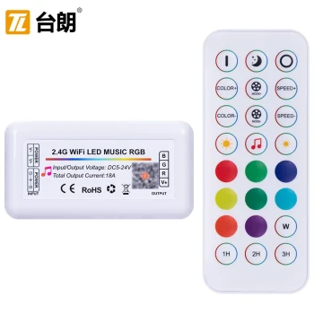Tuya Dual-Mode WiFi Smart 2.4G Wireless Single-Color RGBWC Dimmer with Music Sync, Remote Control, and Timer