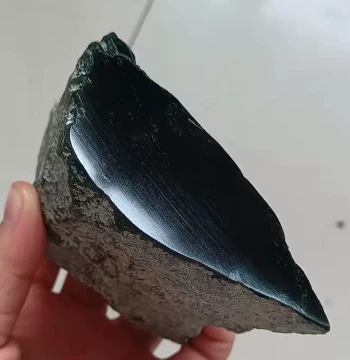 378g Hetian Jade Taqing Fine-Grade Black Green Jade - Black Mutton Jade Raw Stone with Window Cut for Clarity