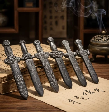 Taoist Peach Wood Sword Thirty-Six Thunder Sword Taoist Azure Dragon White Tiger Black Tortoise Vermilion Bird Sword Four Symbols Carved Integrated Peach Wood Sword