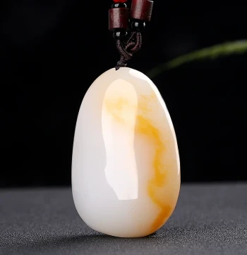 Xinjiang Mutton-Fat Grade White Jade with Skin Gold Silk Jade Hand Piece Men's Hand Play Item Jade Handle Women's Portable Raw Stone Play Piece