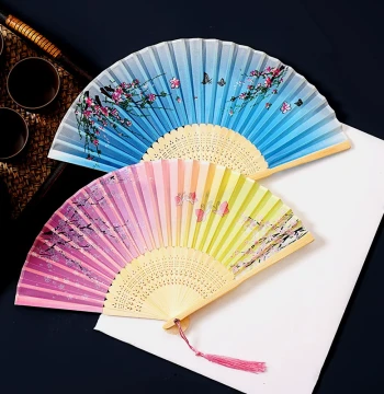Ancient Style Folding Fan - Chinese Classical Hand Fan for Women, Traditional Hanfu Dance Fan, 6-Inch Portable Fan