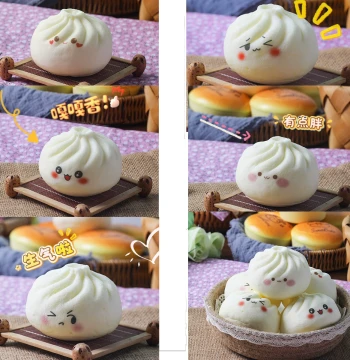 PU Slow Rebound Simulation Steamed Bun Baozi Model Fake Food Stress Relief Squeeze Toy Props Home Decor