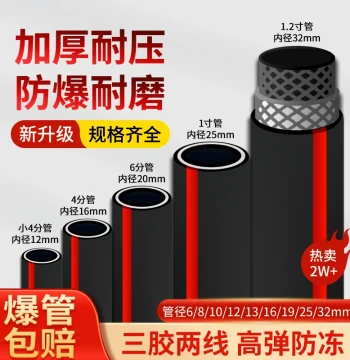 PVC High-Pressure Rubber Hose Water Pipe Three-Layer Two-Line Burst-Proof Air Hose 4/4 Inch 16/19/25 for Water Pump Air Gun Car Wash