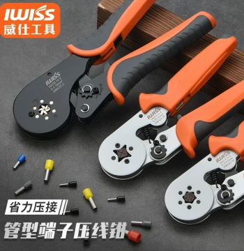 IWISS European-style Tube Insulated Terminal Crimping Tool for Pin Terminals, Cold Press Terminal Crimper 4/6-Sided HSC86-6