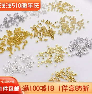 14K Gold-Filled Colorfast Crimp Tubes and End Caps, Crimp Beads for Handmade DIY Fixed Wire Bracelet Necklace Accessories, 100 Pieces